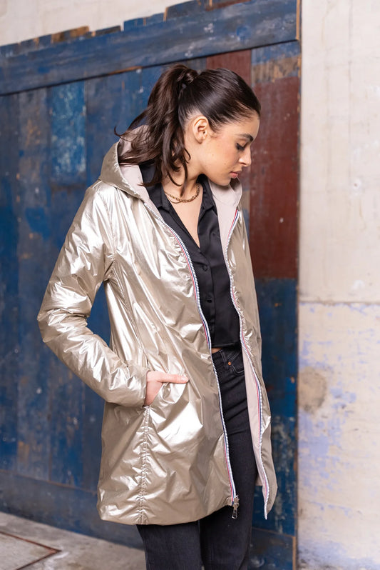Imperméable rembourré mi-saison Laura Jo - Mandy long  beige doré