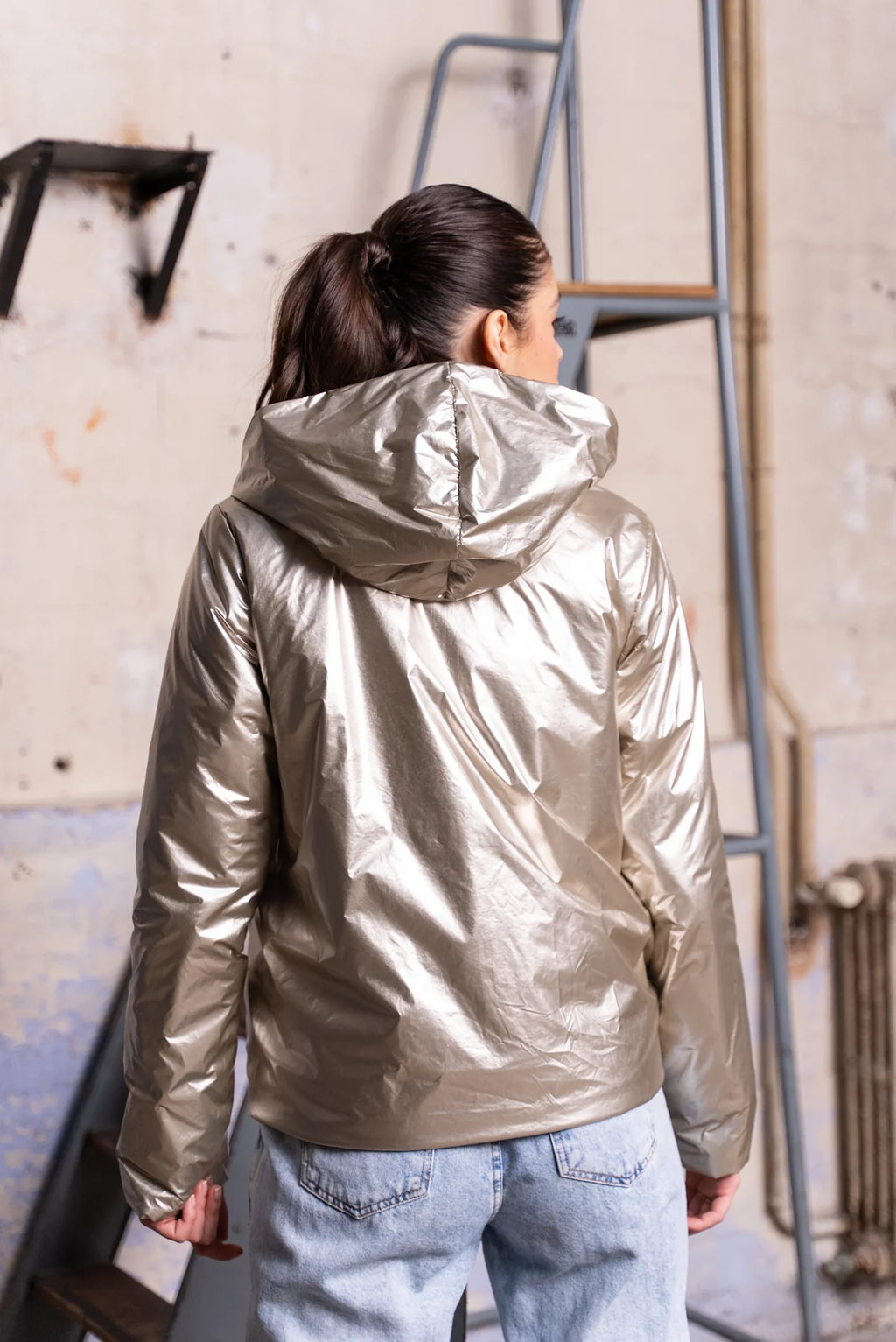 Imperméable rembourré mi-saison Laura Jo - Mandy court kaki/doré - DÉSTOCKAGE taille M et XL