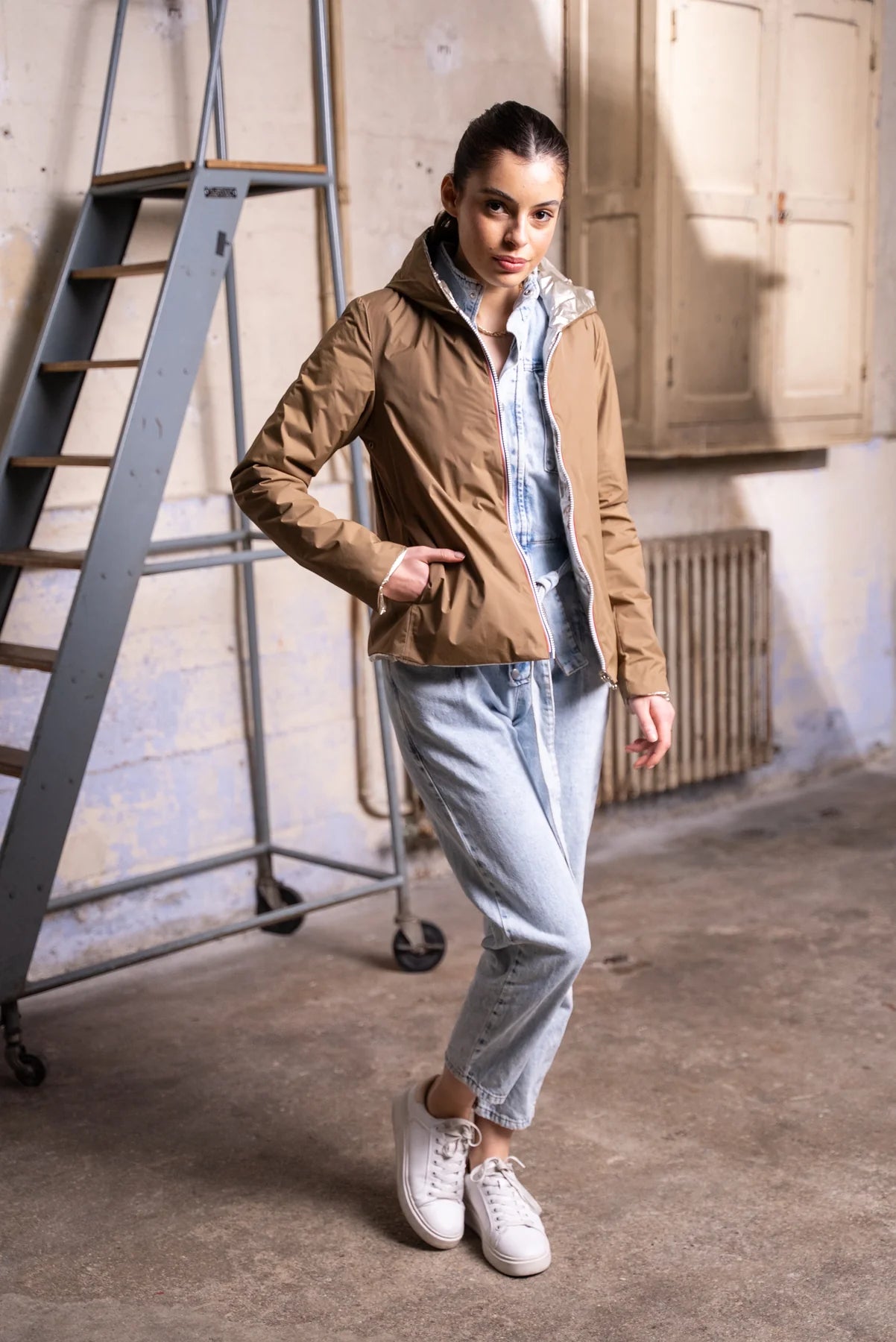 Imperméable rembourré mi-saison Laura Jo - Mandy court camel/doré