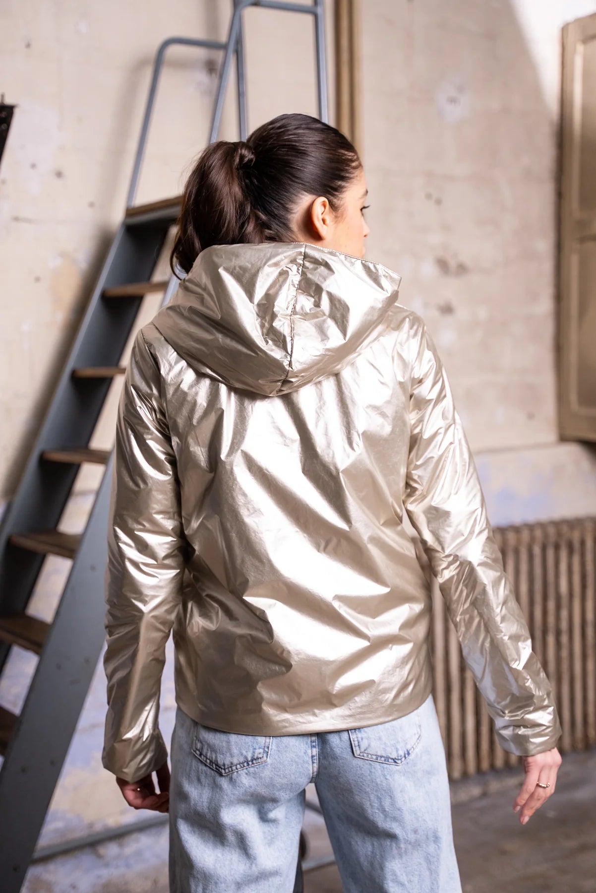 Imperméable rembourré mi-saison Laura Jo - Mandy court camel/doré