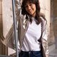Imperméable rembourré mi-saison Laura Jo - Mandy court beige/doré