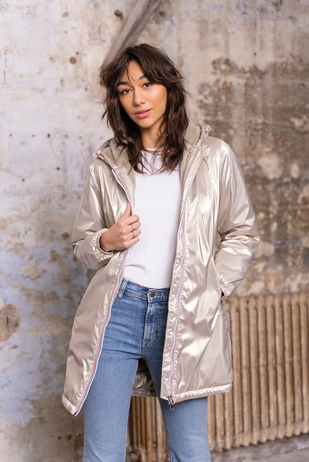 Parka fourrée imperméable Laura Jo - Albane dorée longue - DÉSTOCKAGE taille L et XL