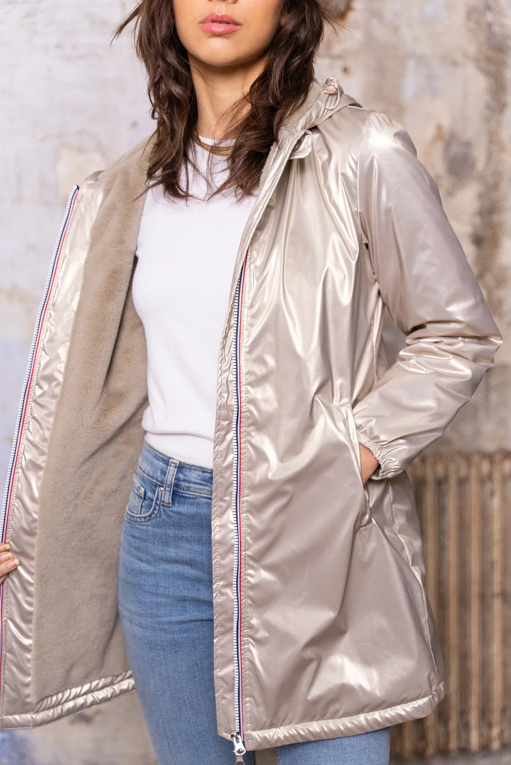 Parka fourrée imperméable Laura Jo - Albane dorée longue - DÉSTOCKAGE taille L et XL