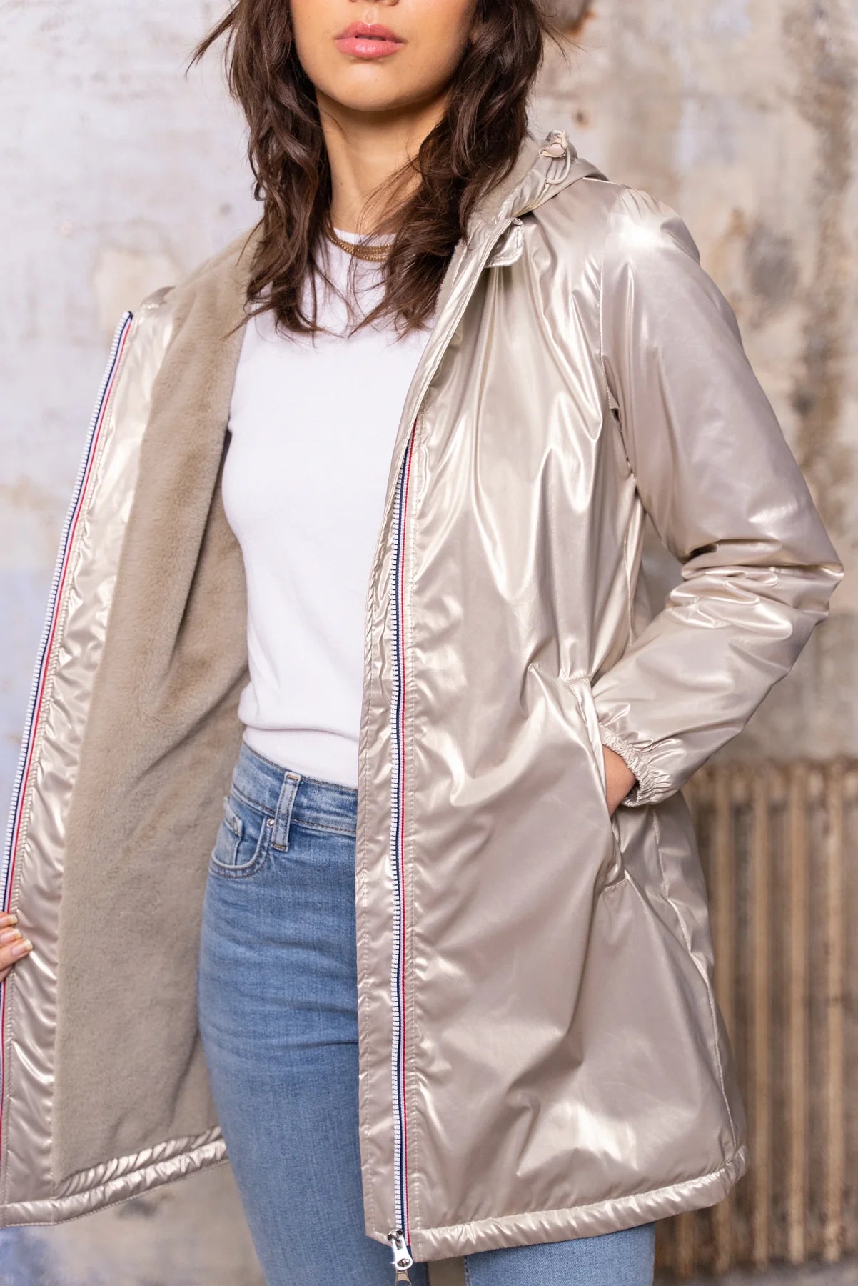 Parka fourrée imperméable Laura Jo - Albane dorée longue - DÉSTOCKAGE taille L et XL