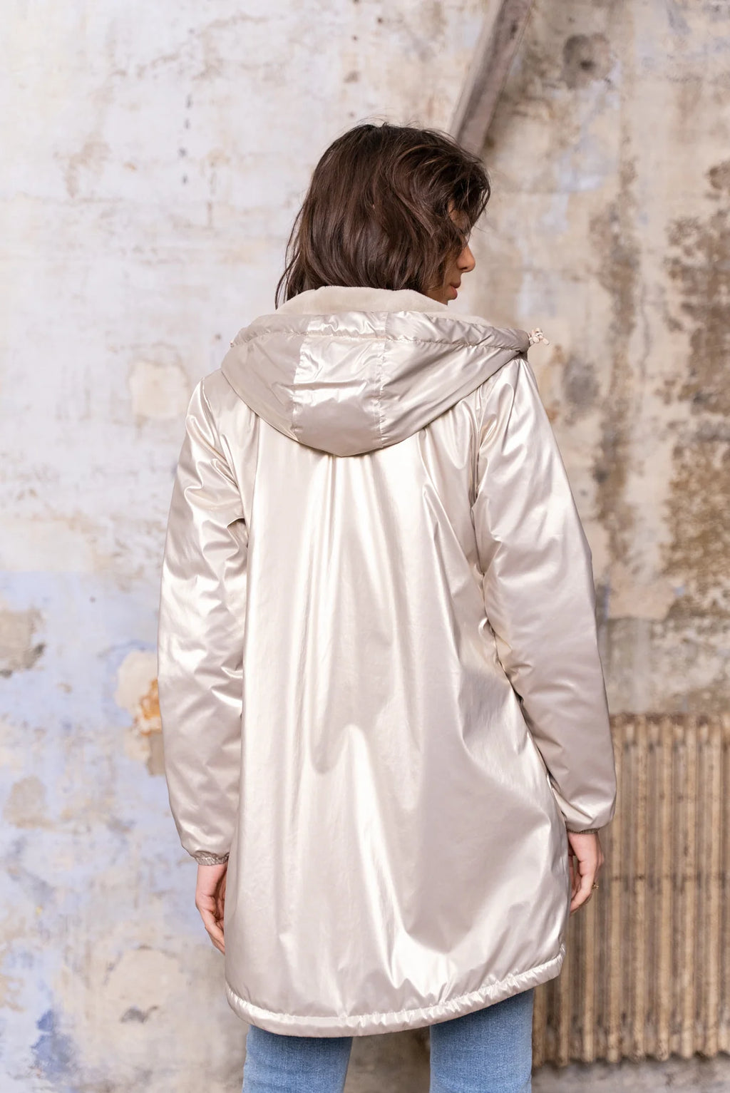 Parka fourrée imperméable Laura Jo - Albane dorée longue - DÉSTOCKAGE taille L et XL