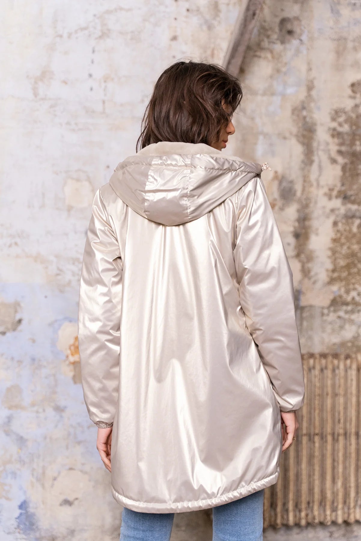 Parka fourrée imperméable Laura Jo - Albane dorée longue - DÉSTOCKAGE taille L et XL