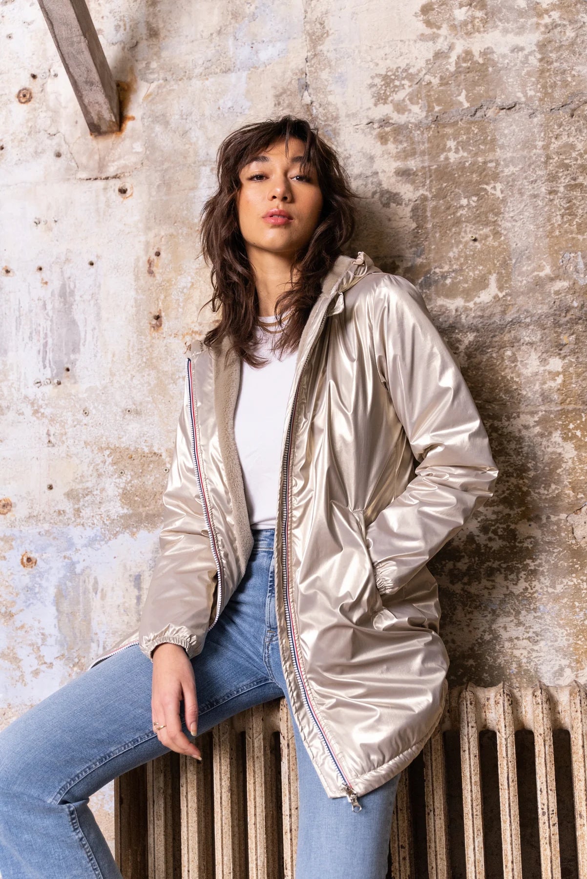 Parka fourrée imperméable Laura Jo - Albane dorée longue - DÉSTOCKAGE taille L et XL