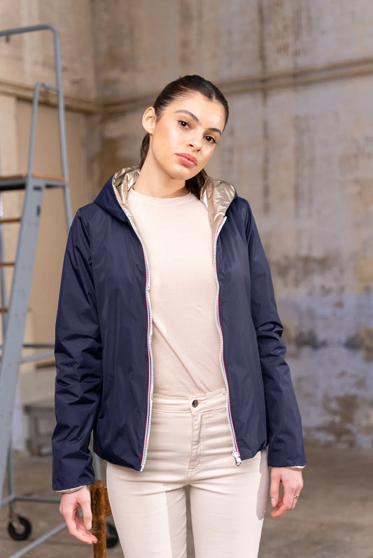 Imperméable rembourré mi-saison Laura Jo - Mandy court marine/doré