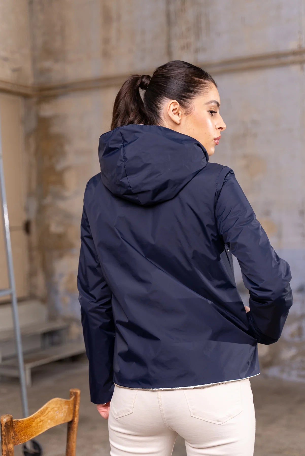 Imperméable rembourré mi-saison Laura Jo - Mandy court marine/doré