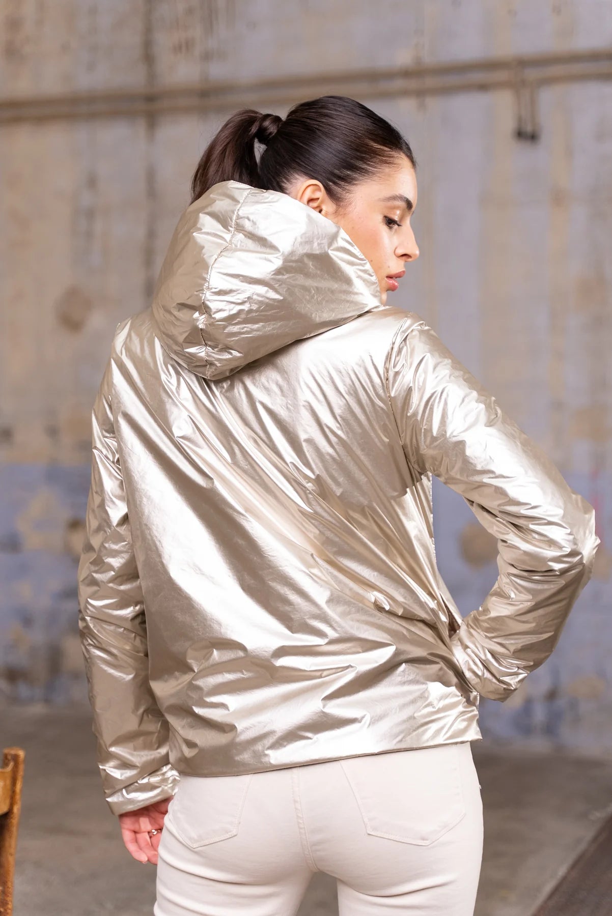 Imperméable rembourré mi-saison Laura Jo - Mandy court marine/doré