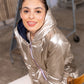 Imperméable rembourré mi-saison Laura Jo - Mandy court marine/doré
