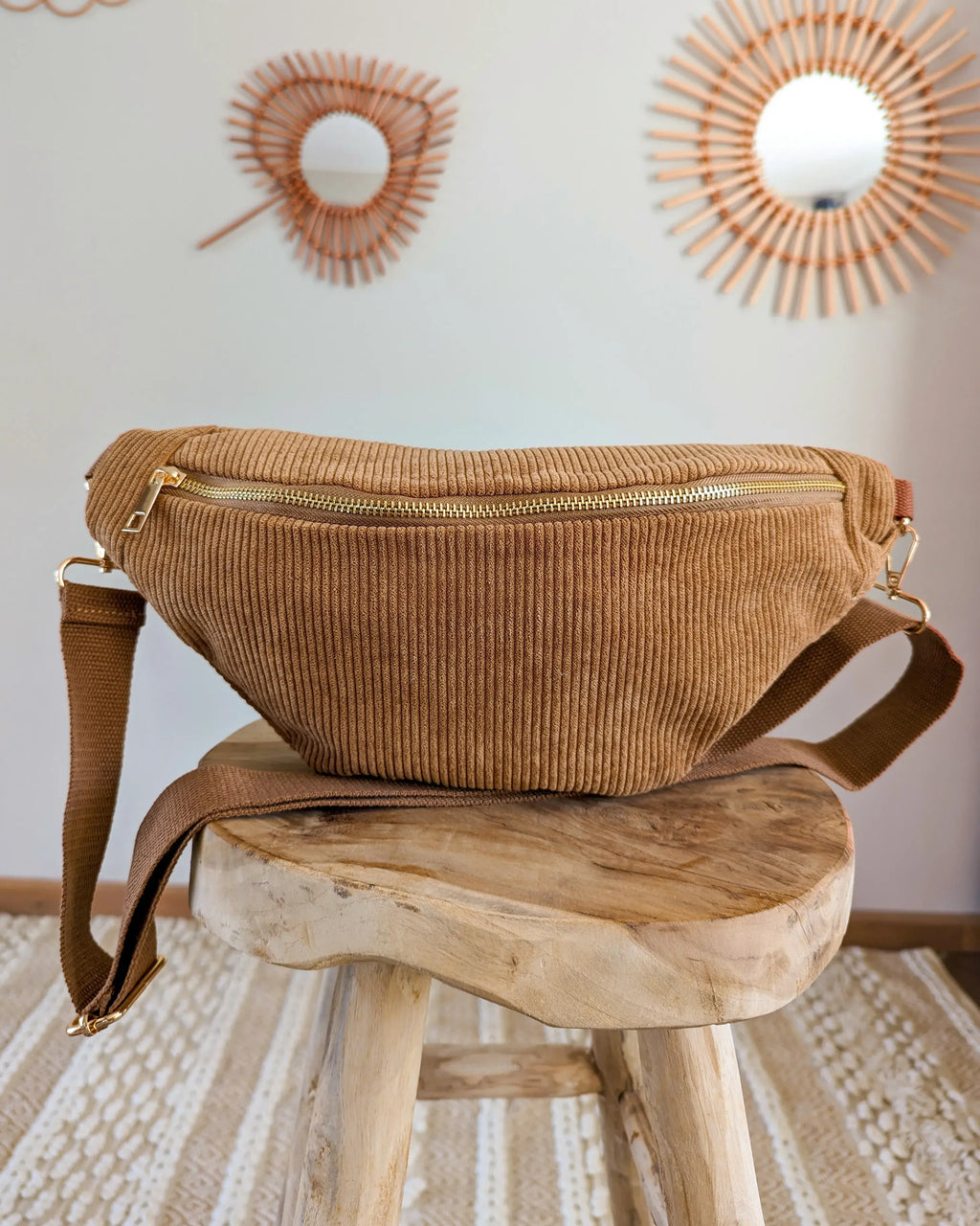 Sac banane en velours côtelé Ciao Boum - Masha camel