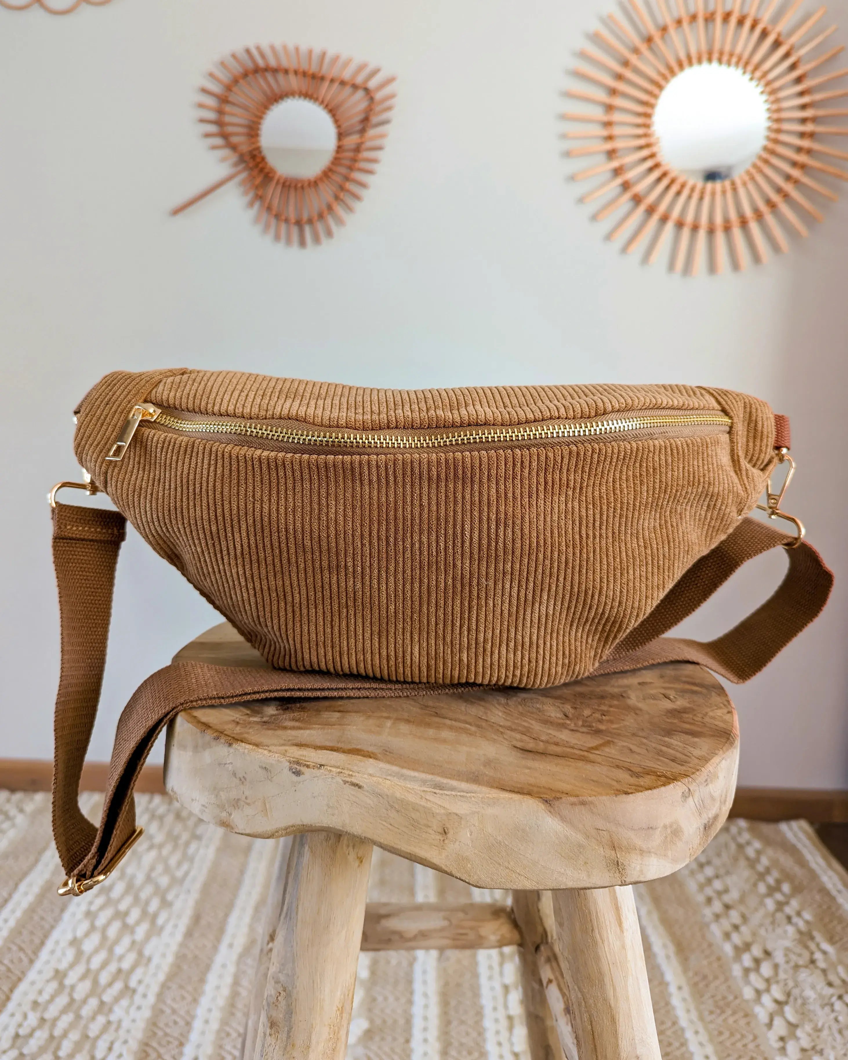 Sac banane en velours côtelé Ciao Boum - Masha camel