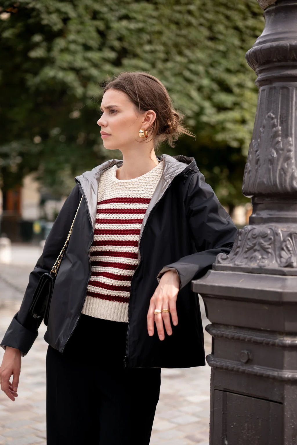 Imperméable rembourré mi-saison Laura Jo noir mat/brillant - Victoria court - DÉSTOCKAGE taille L