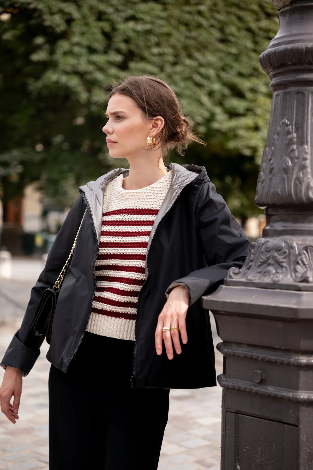 Imperméable rembourré mi-saison Laura Jo noir mat/brillant - Victoria court