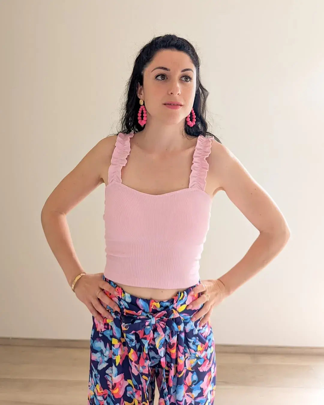 Crop top bretelles froufrous - Éva