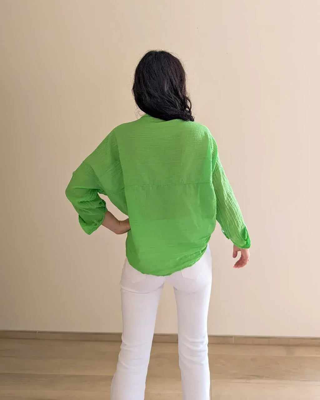 Chemise coton verte Cathy