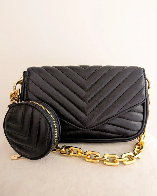 Sac à main noir matelassé - Valentin