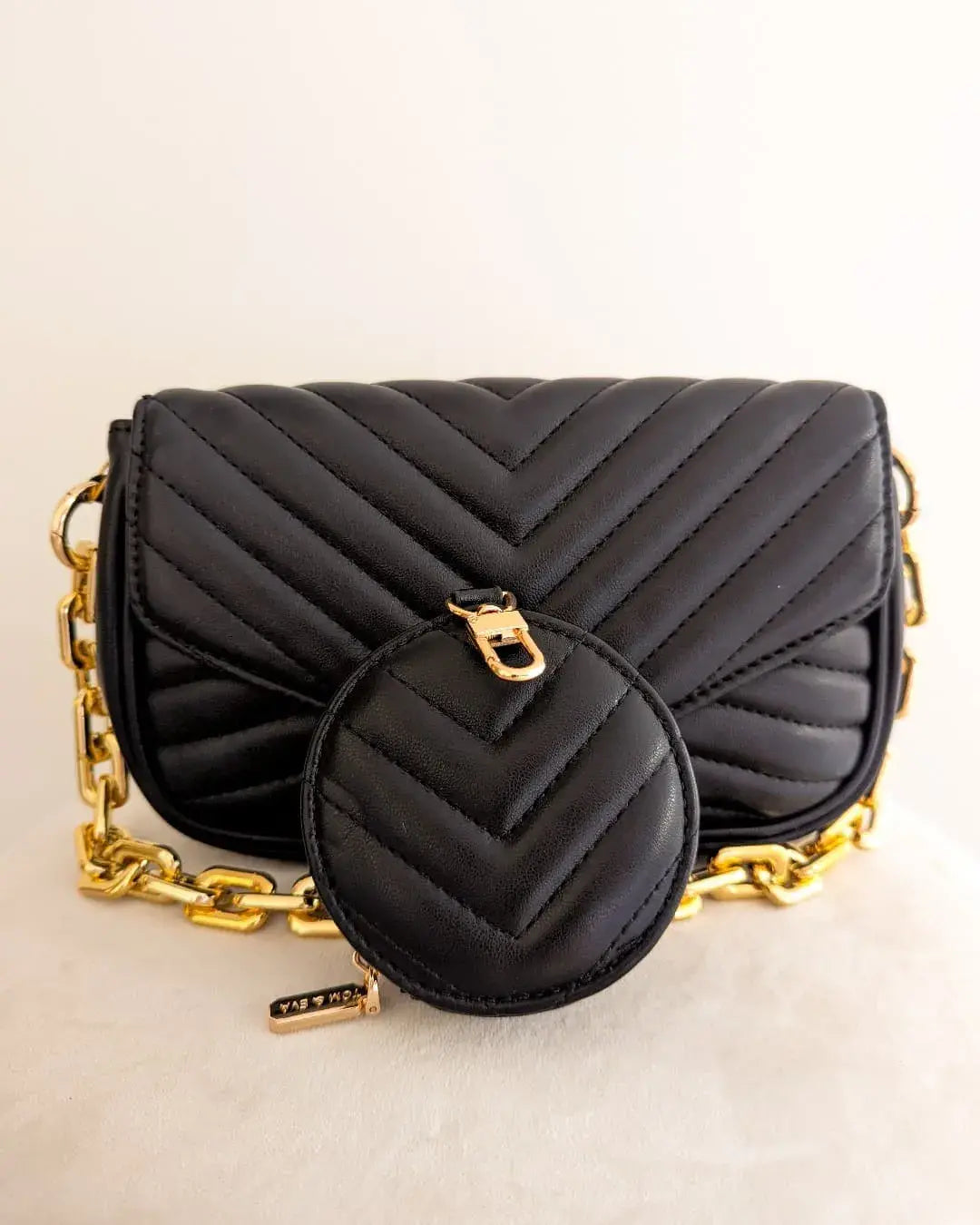 Sac à main noir matelassé - Valentin