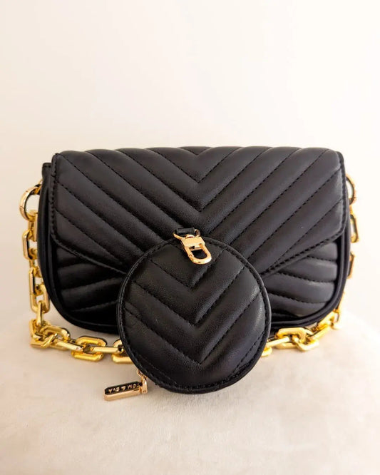 Sac à main noir matelassé - Valentin