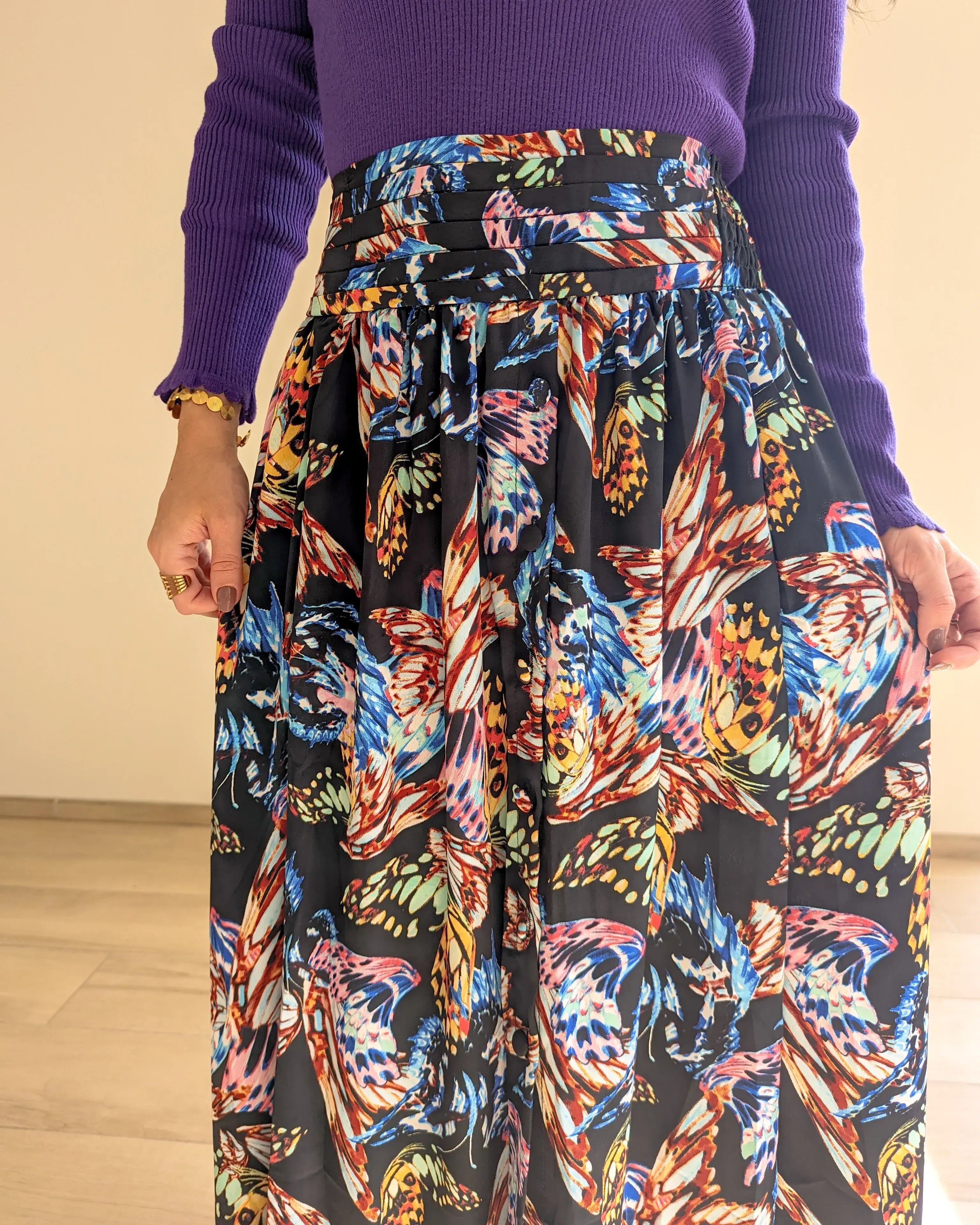 Jupe longue imprimé papillons - Telma