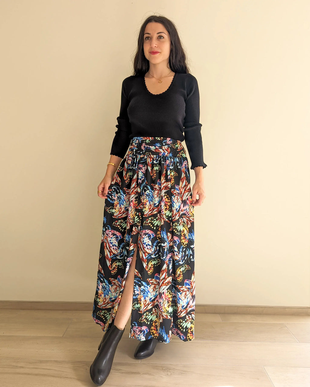 Jupe longue imprimé papillons - Telma