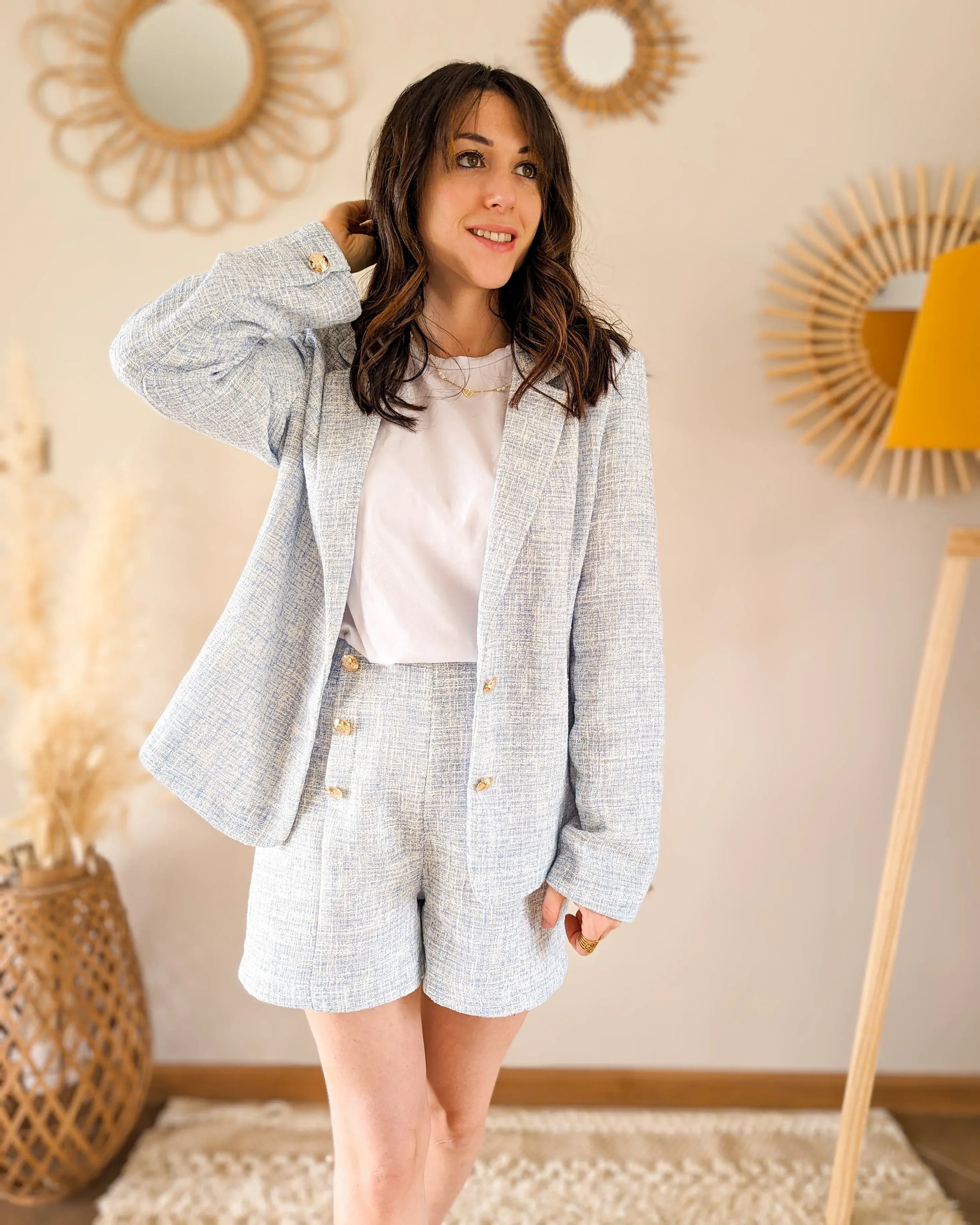 Veste blazer tweed bleu Nate Garochic