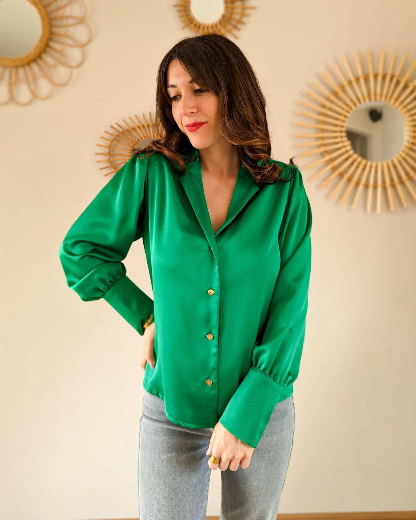 Chemise verte Carlota - Made in France