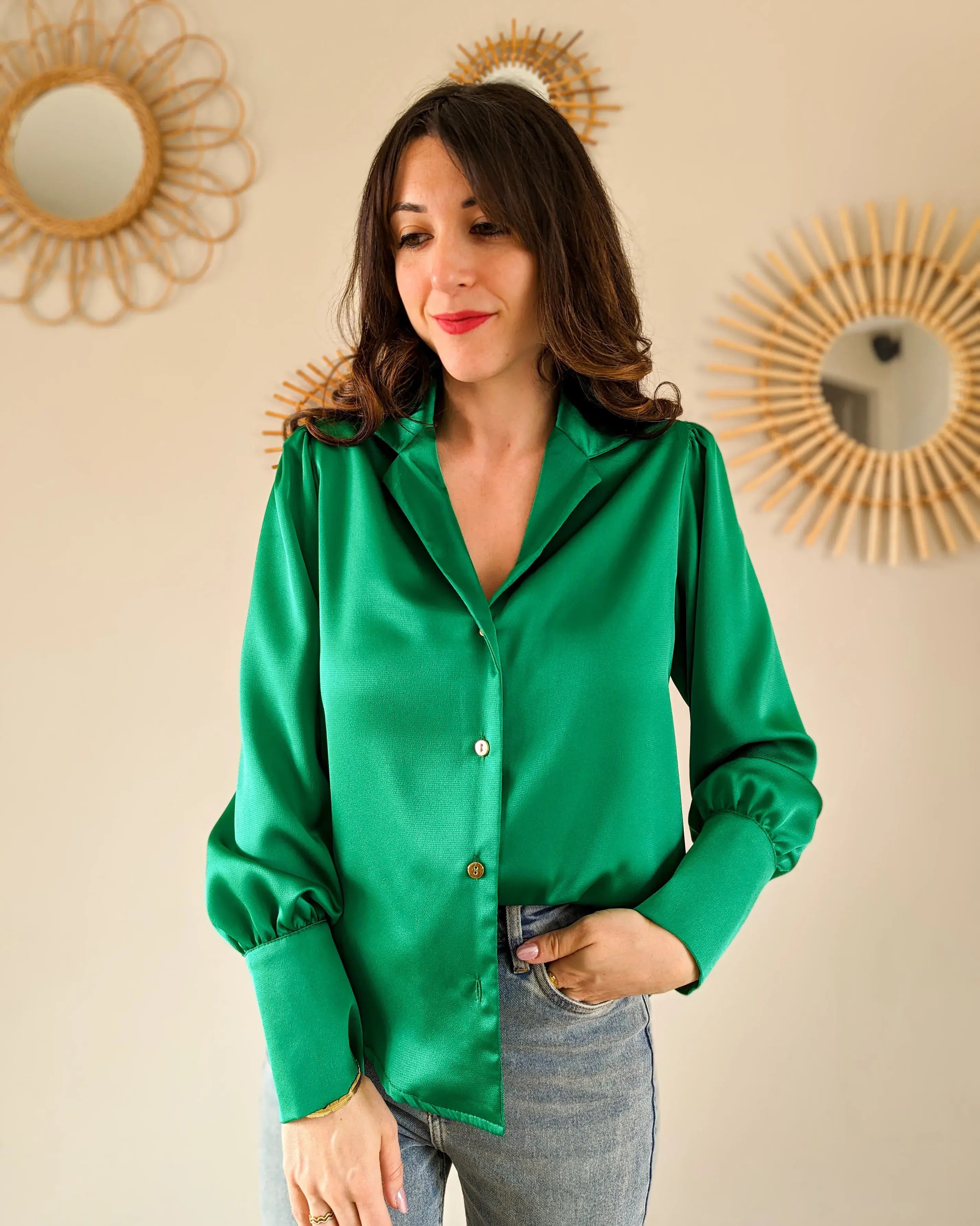 Chemise verte Carlota - Made in France
