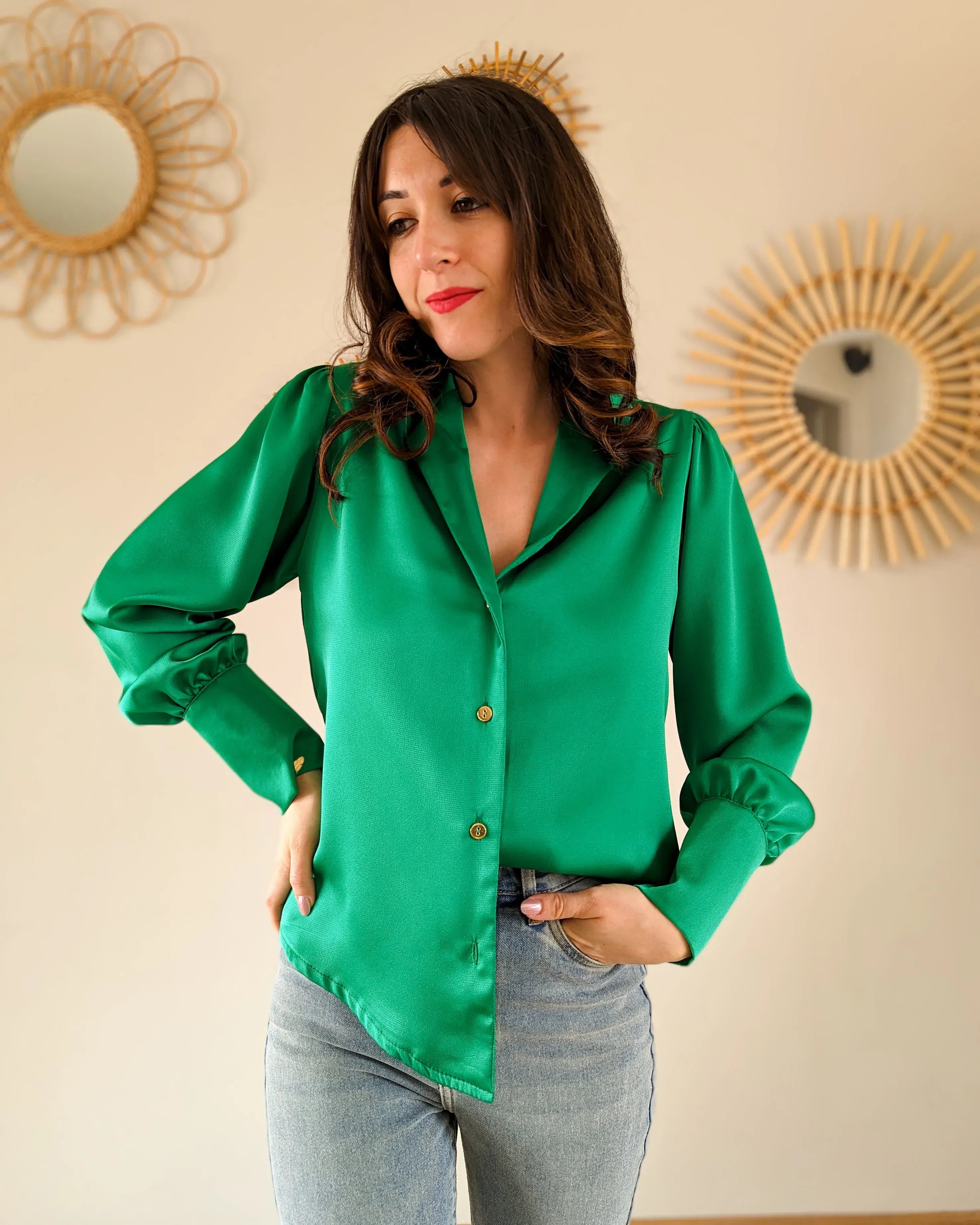 Chemise verte Carlota - Made in France