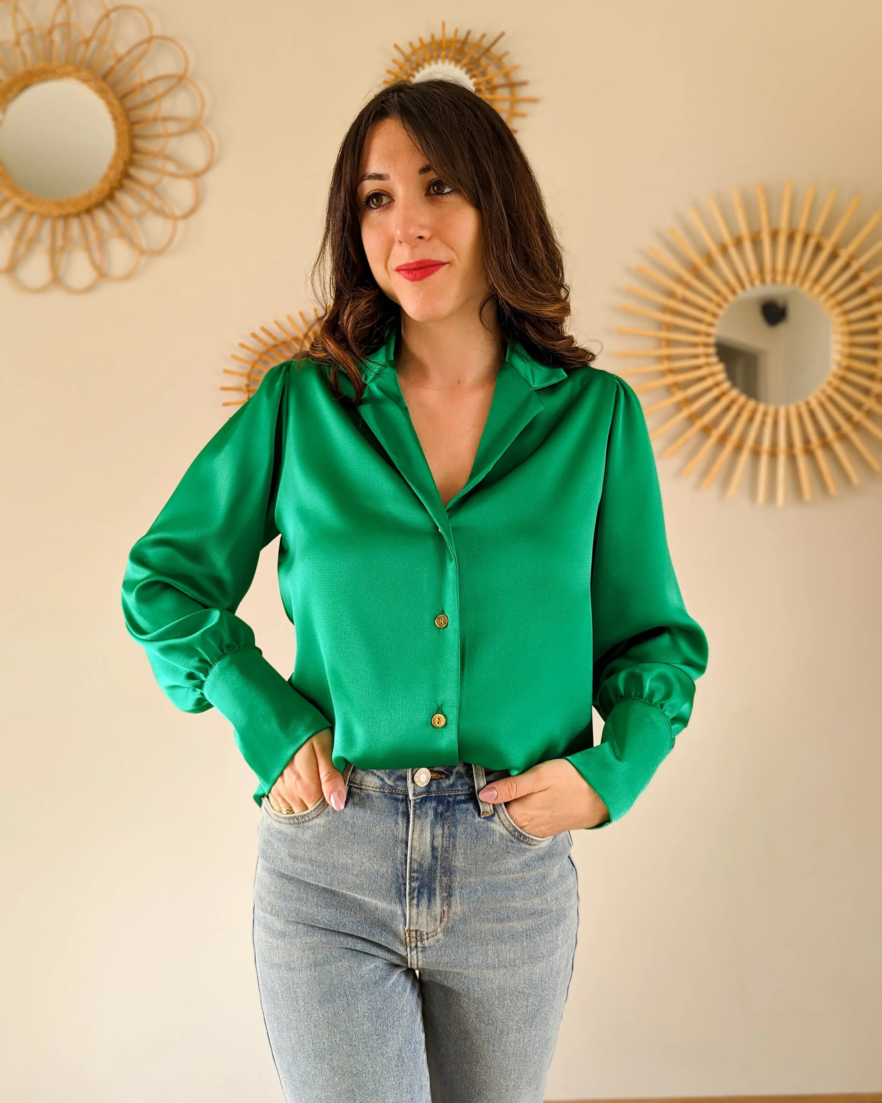 Chemise verte Carlota - Made in France