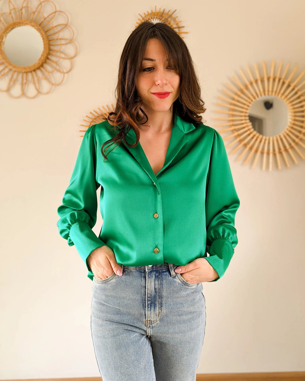 Chemise verte Carlota - Made in France
