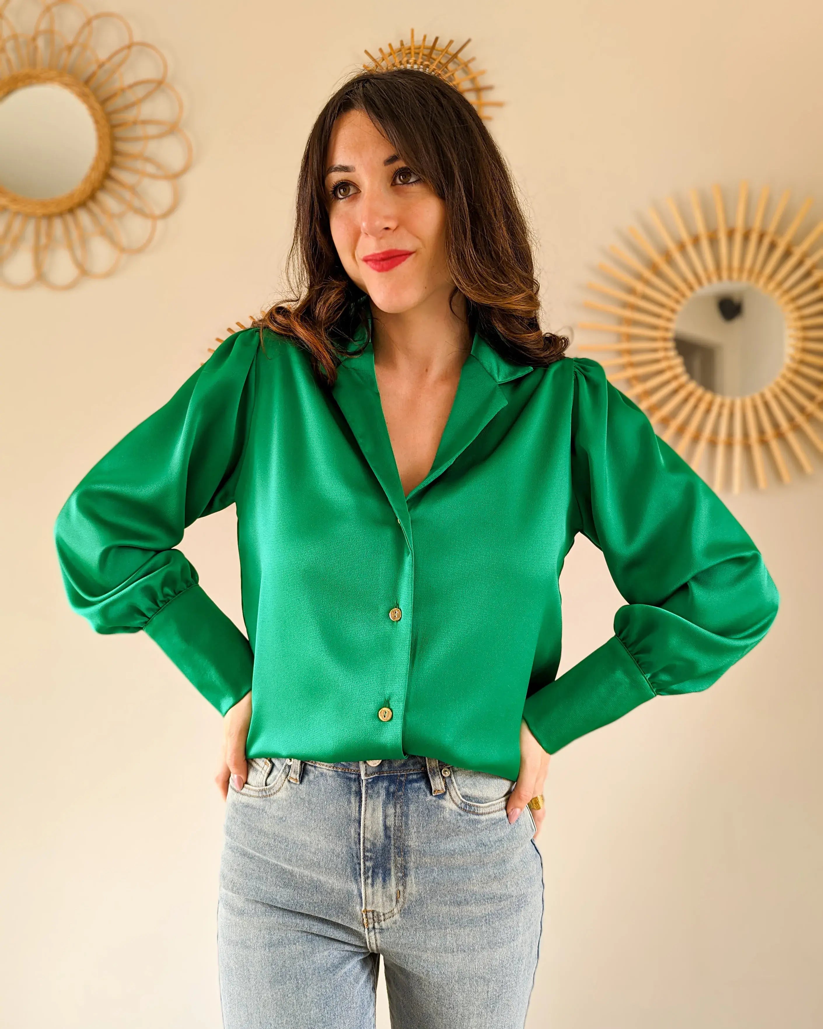 Chemise verte Carlota - Made in France