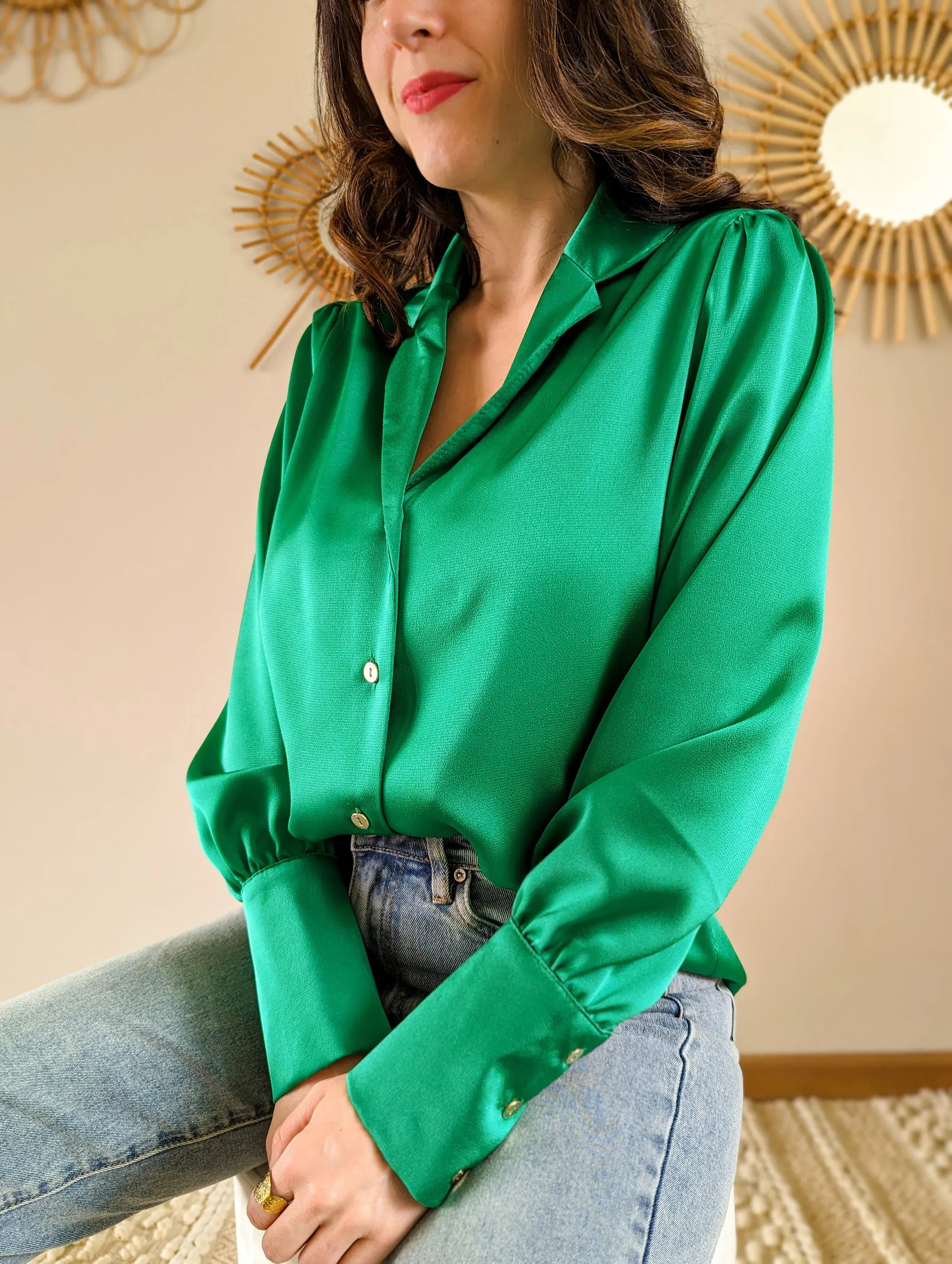 Chemise verte Carlota - Made in France