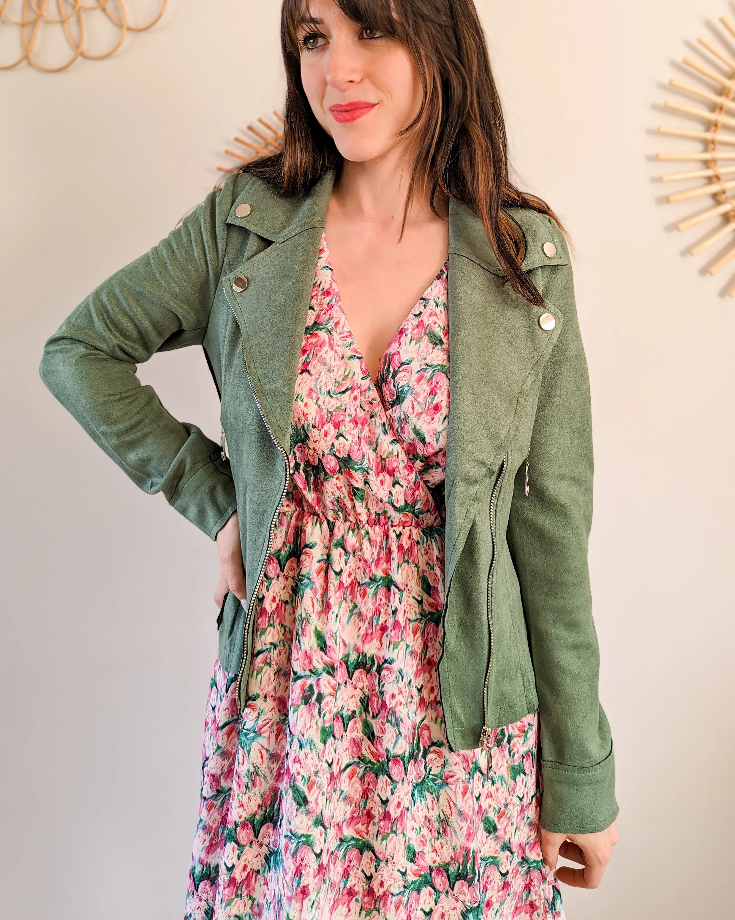 Perfecto suédine vert - Livio