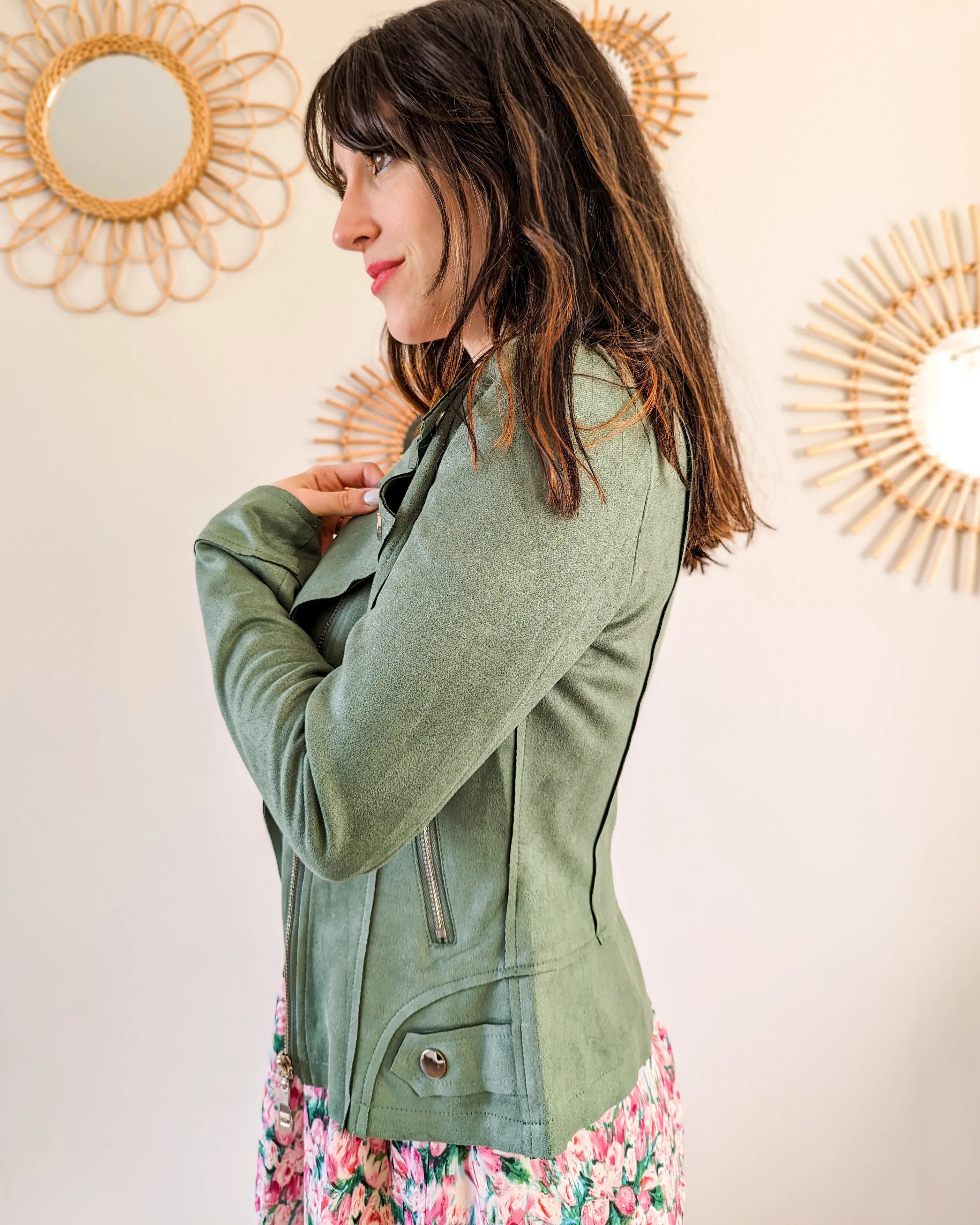 Perfecto suédine vert - Livio