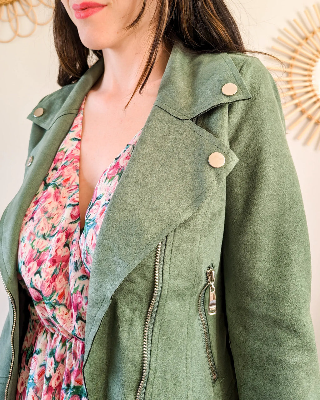 Perfecto suédine vert - Livio