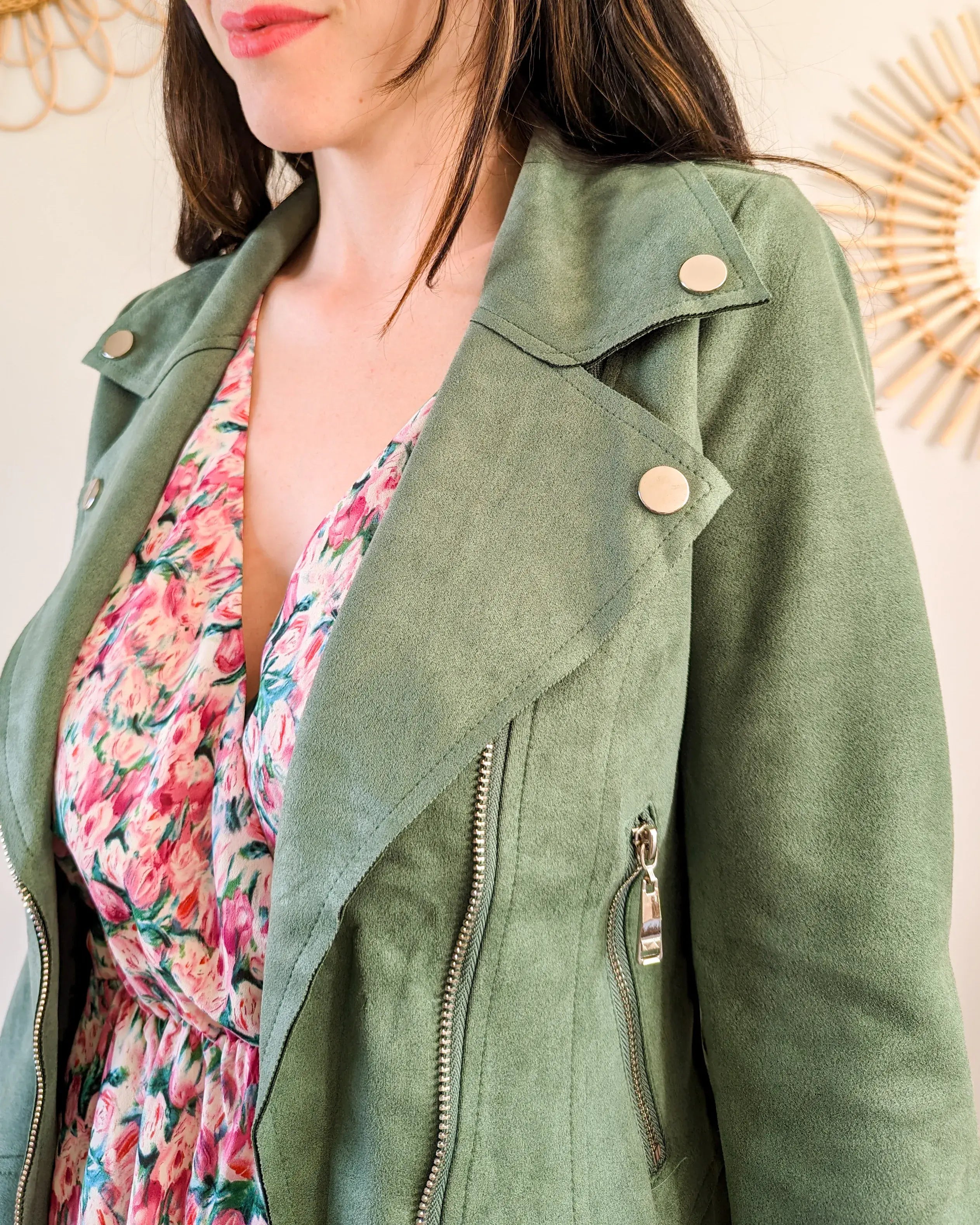 Perfecto suédine vert - Livio