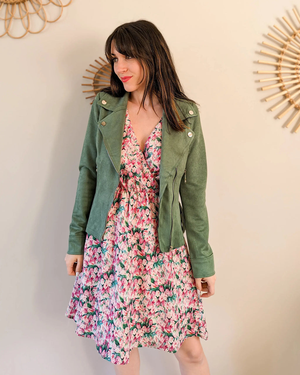 Perfecto suédine vert - Livio