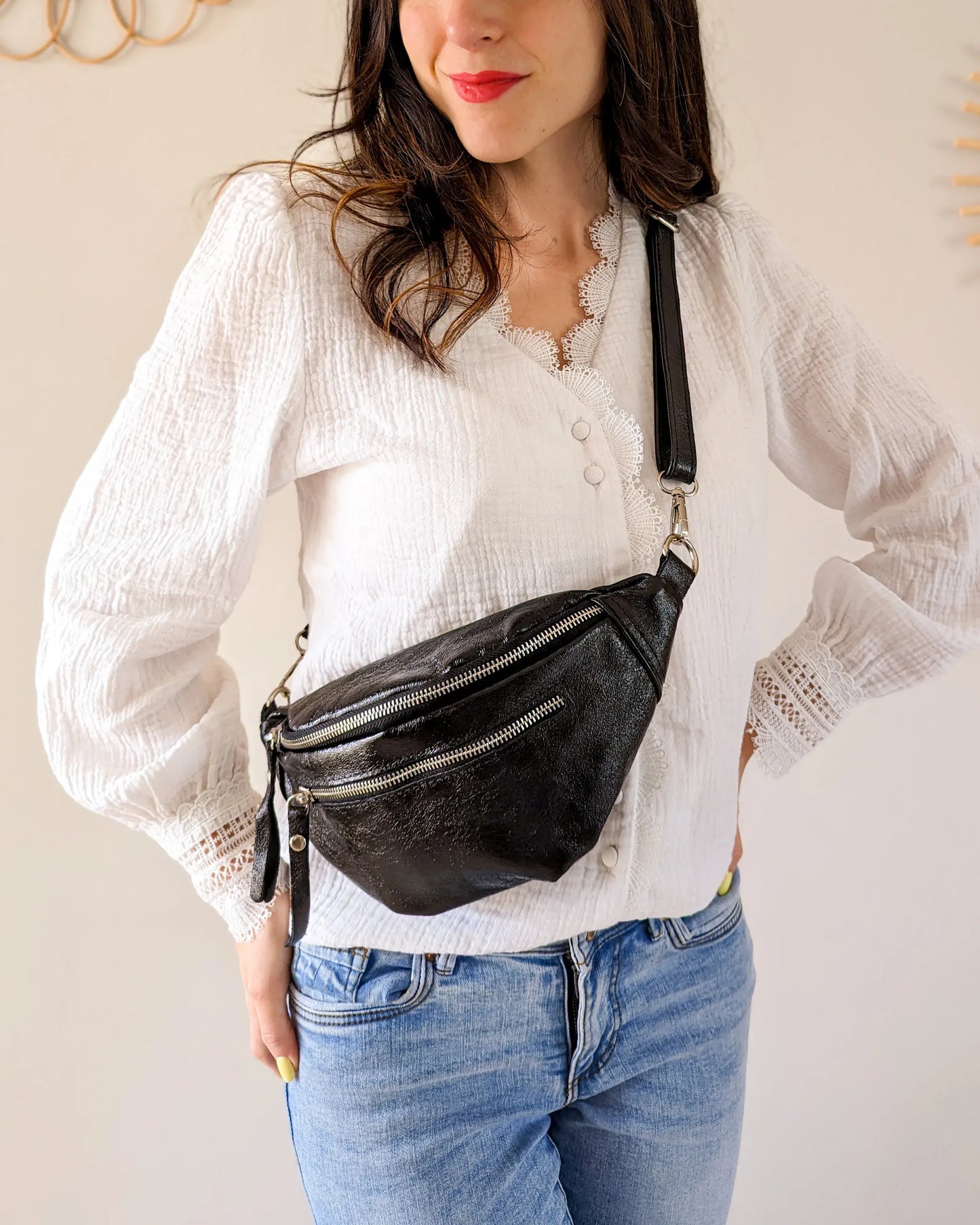 Sac banane en cuir - Chuck noir
