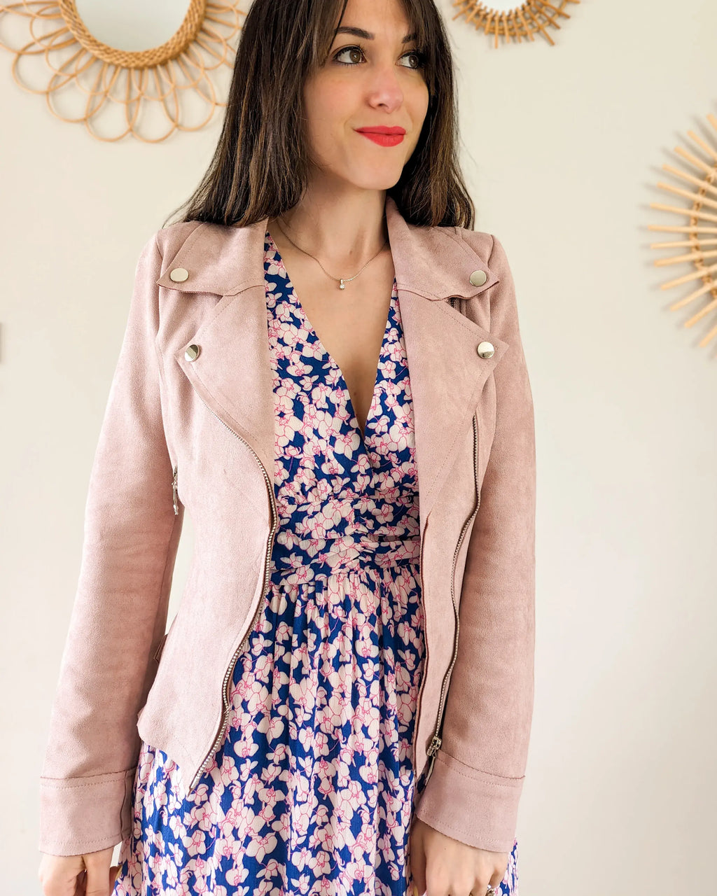 Perfecto suédine rose - Livio