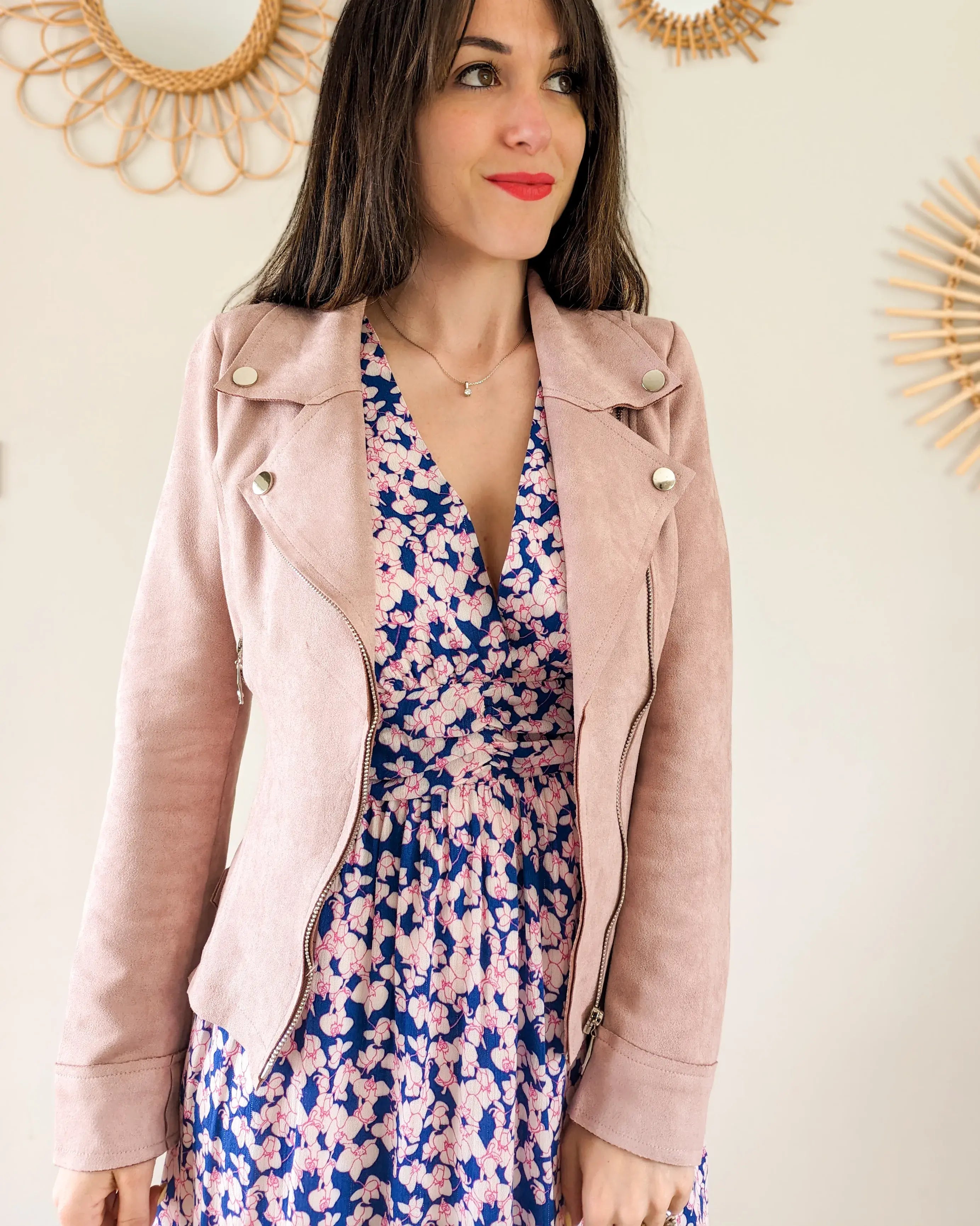 Perfecto suédine rose - Livio