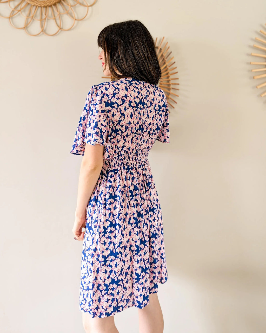 Robe courte à fleurs - Ambre